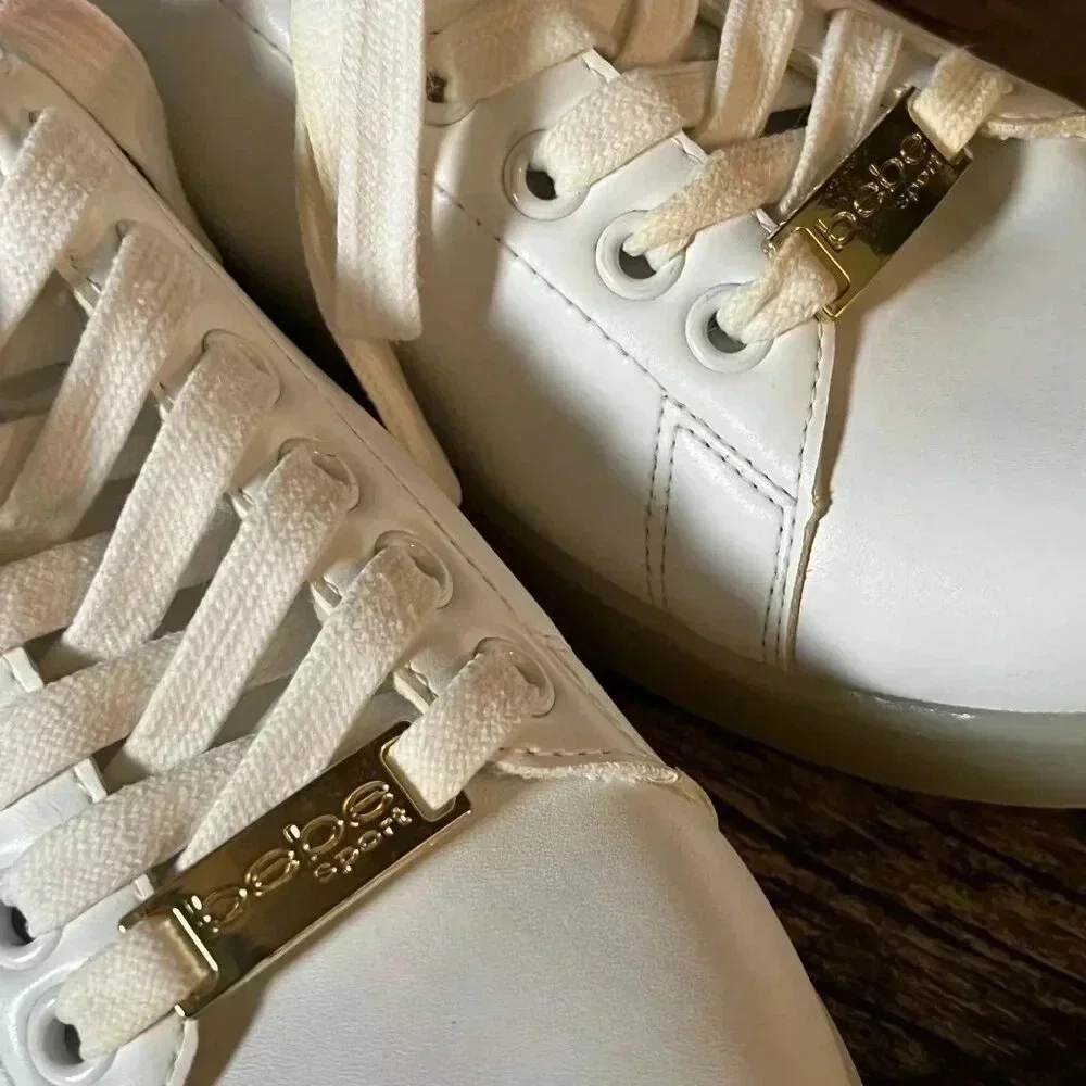 Bebe Sport White & Red Sport Kenedy Fashion Gym Shoes Women's Size 8.5 - Picture 5 of 8